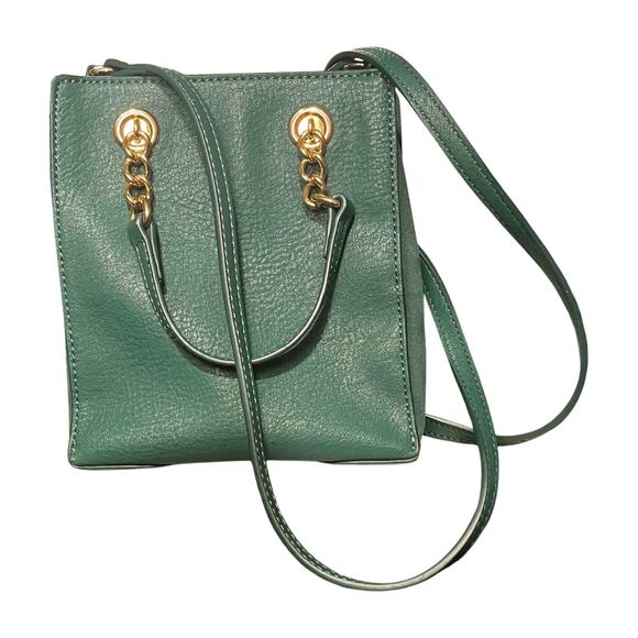 LC Lauren Conrad Kylie Green Mini Crossbody Bag Gold Chain Top Handle Purse - Picture 6 of 9